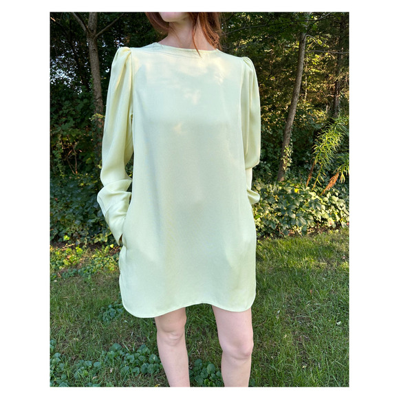 Maria McManus Size 0 Gathered Shoulder Mini Dress Lemon Ice Long Sleeve NWT $990 - Picture 6 of 16